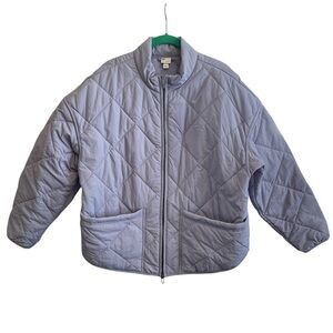 All In Motion Quilted Puffer Jacket Women L Lilac Zip Up Lightweight Coat Winter